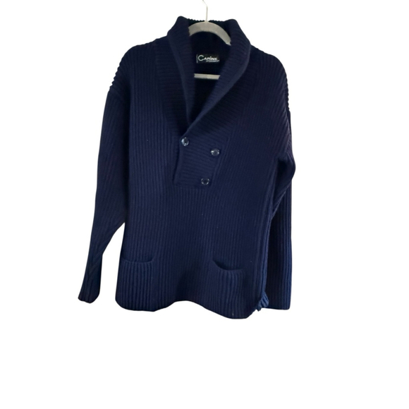 Men's CARINE SPORTSWEAR Navy Ribbed Shawl Collar Cardigan M - Picture 9 of 9